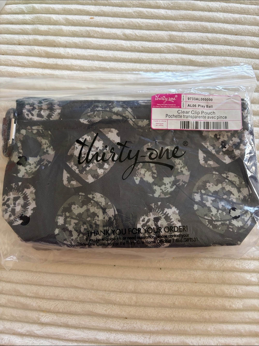 thirty-one play ball Clear Clip Pouch